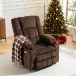 MCombo Dual Motor Power Lift Recliner Chair with Massage and Heat for Elderly People, Infinite Position, USB Ports, Cup Holders, Fabric 7890 (Medium, Mocha)