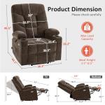 MCombo Power Lift Recliner Chair with Extended Footrest for Elderly People, Fabric 7283 (Brown, Large)