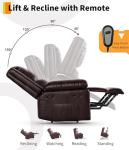 Garvee Power Lift Recliner Chair - Heat and Massage, PU Leather Electric Lift Recliner for Elderly & Mobility Impaired, Adjustable Back and Legs, Heavy Duty Lift Chair for Seniors