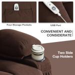 BOSMILLER Power Lift Recliner Chair for Elderly with Vibration Massage and Lumbar Heating Electric Oversized Single Sofa with Cup Holder and USB Charge Port for Living Room