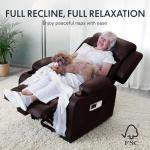 FLEXISPOT XL31 Power Lift Recliner Chair for Elderly, Electric Lift Chair with Massage & Heat, PU Leather Reclining Sofa w/Cup Holders for Living Room Bedroom, FSC Certified(Medium Size,Brown)