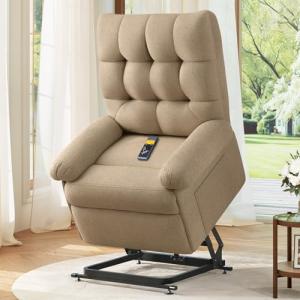 Welzona Lift Chair, Power Recliner Chair, Easy Stand Assist Lift Chairs Recliners for Elderly, Soft Chenille Small Recliners For Small Spaces, Remote Control Electric Recliner Chairs for Adults, Brown