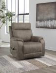 Signature Design by Ashley Crestmeade Modern Dual Motor Power Lift Recliner with Adjustable Backrest, USB Ports, Heat and Massage Function, Light Brown