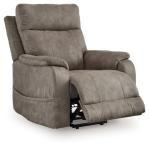 Signature Design by Ashley Crestmeade Modern Dual Motor Power Lift Recliner with Adjustable Backrest, USB Ports, Heat and Massage Function, Light Brown
