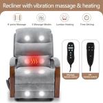 Power Lift Recliner Chair for Elderly People, Dual Motor Lift Chair with Vibration Massage and Heat, Lay Flat Recliner with Solid Wood Armrest, Standing Assistance Reclining, Chenille Fabric Gray