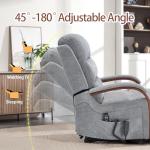 Power Lift Recliner Chair for Elderly People, Dual Motor Lift Chair with Vibration Massage and Heat, Lay Flat Recliner with Solid Wood Armrest, Standing Assistance Reclining, Chenille Fabric Gray