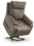 Signature Design by Ashley Crestmeade Modern Dual Motor Power Lift Recliner with Adjustable Backrest, USB Ports, Heat and Massage Function, Light Brown