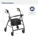 Drive Medical Foldable Walker with Seat - Black