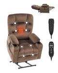 VEVOR Power Lift Recliner Chair, Dual Motor Lift Chair with Heat and Massage for Elderly, 2 Cup Holders and USB Port Infinite Position Adjustment Electric Recliner (Large, Brown)