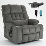 RHHVVR Oversized Power Recliner Chair for Big and Tall 400 LBS, 25.5" Extra Wide Electric Lift Chair with Heat and Massage, Dual Motor 180° Lay Flat Recliner Living Room Sofa, Chenille Big Lift Chair