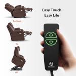 MCombo Electric Power Lift Recliner Chair Sofa with Massage and Heat for Elderly, 3 Positions, 2 Side Pockets, and Cup Holders, USB Ports, Faux Leather 7040 (Light Brown, Medium)