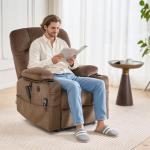 VEVOR Power Lift Recliner Chair, Dual Motor Lift Chair with Heat and Massage for Elderly, 2 Cup Holders and USB Port Infinite Position Adjustment Electric Recliner (Large, Brown)