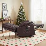 MCombo Large Dual Motor Power Lift Recliner Chair for Elderly, Massage and Heat, Lay Flat, Zero Gravity, Home Button, USB Port, Faux Leather 7680 (Dark Brown, Large)