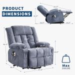 Power Lift Recliner Chair with Massage and Heat for Elderly Adults Lazy Boy Single Sofa Seat with 3 Positions 2 Side Pockets Cup Holders USB Ports Remote Control