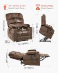 VEVOR Power Lift Recliner Chair, Dual Motor Lift Chair with Heat and Massage for Elderly, 2 Cup Holders and USB Port Infinite Position Adjustment Electric Recliner (Large, Brown)