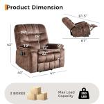 IOMOR Large Power Lift Recliner with Massage and Heat for Elderly, Heavy Duty & Safety Motion Reclining Mechanism, Ergonomic Electric Wider Chair with USB Port, 2 Hidden Cup Holders (1, Brown)