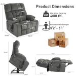 RHHVVR Oversized Power Recliner Chair for Big and Tall 400 LBS, 25.5" Extra Wide Electric Lift Chair with Heat and Massage, Dual Motor 180° Lay Flat Recliner Living Room Sofa, Chenille Big Lift Chair