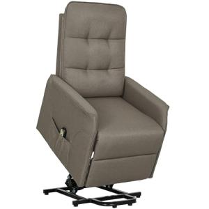 HOMCOM Power Lift Recliner Chair for Elderly, Fabric Lift Chair Sofa with Remote Control, Side Pockets, Pocket Spring, Tufted Back, Quick Assembly, Coffee