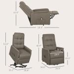 HOMCOM Power Lift Recliner Chair for Elderly, Fabric Lift Chair Sofa with Remote Control, Side Pockets, Pocket Spring, Tufted Back, Quick Assembly, Coffee