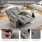 CANMOV Oversized Power Lift Recliner Chair for Elderly, Big and Tall Electric Recliner Chair with Massage and Heating, Dual Motor Heavy Duty Lift Recliner with USB Port, Cup Holders, Pockets, Grey