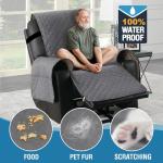 H.VERSAILTEX 100% Waterproof Power Lift Recliner Chair Cover Non-Slip Electric Reclining Cover for Recliner Chair Washable Power Lift Recliner Cover Stay in Place Ideal Furniture Protector, Gray
