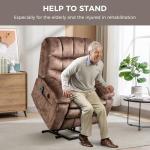 IOMOR Large Power Lift Recliner with Massage and Heat for Elderly, Heavy Duty & Safety Motion Reclining Mechanism, Ergonomic Electric Wider Chair with USB Port, 2 Hidden Cup Holders (1, Brown)