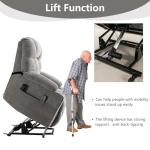 CANMOV Oversized Power Lift Recliner Chair for Elderly, Big and Tall Electric Recliner Chair with Massage and Heating, Dual Motor Heavy Duty Lift Recliner with USB Port, Cup Holders, Pockets, Grey