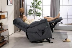 REHOUSING Oversized Power Lift Recliner Big Man 400lbs, Extra Wide Recliner Chair with Lifts Vertically for Elderly, Features Cup Holder, Heat and Massage, Zero Gravity Lay Flat for Adults (Grey)