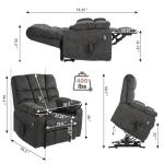 REHOUSING Oversized Power Lift Recliner Big Man 400lbs, Extra Wide Recliner Chair with Lifts Vertically for Elderly, Features Cup Holder, Heat and Massage, Zero Gravity Lay Flat for Adults (Grey)
