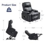 Power Lift Recliner Chair for Elderly with Massage & Heat, 160° Adjustable PU Leather Electric Recliner with Remote, Cup Holders, Side Pockets, and Stand Assist for Living Room, Bedroom (Black)