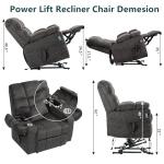 REHOUSING Oversized Power Lift Recliner Big Man 400lbs, Extra Wide Recliner Chair with Lifts Vertically for Elderly, Features Cup Holder, Heat and Massage, Zero Gravity Lay Flat for Adults (Grey)