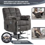 REHOUSING Oversized Power Lift Recliner Big Man 400lbs, Extra Wide Recliner Chair with Lifts Vertically for Elderly, Features Cup Holder, Heat and Massage, Zero Gravity Lay Flat for Adults (Grey)