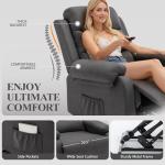 Korser Power Lift Recliner Chair for Elderly, Electric Lift Chair for Adults, Small Recliner with Side Pockets for Living Room Reading Room, Recliner Saves Your Favorite Position, Darkgrey