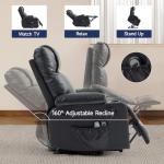 Power Lift Recliner Chair for Elderly with Massage & Heat, 160° Adjustable PU Leather Electric Recliner with Remote, Cup Holders, Side Pockets, and Stand Assist for Living Room, Bedroom (Black)