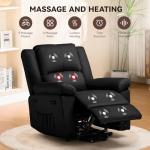 COMHOMA Power Lift Recliner for Elderly, Lift Chair with Heat and Massage，PU Recliner Sofa with 2 Side Pockets and Infinite Position for Living Room, Black