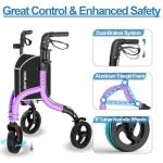 Lightweight 3-Wheel Walker for Seniors, Adjustable