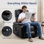 Power Lift Recliner Chair for Elderly with Massage & Heat, 160° Adjustable PU Leather Electric Recliner with Remote, Cup Holders, Side Pockets, and Stand Assist for Living Room, Bedroom (Black)