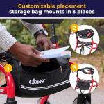 Drive Nitro Sprint Foldable Walker with Seat, Red