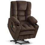 MCombo Large Triple Motor Power Lift Recliner Chair with Massage and Dual Heating, Adjustable Headrest for Tall Elderly People, Fabric 7634 (Coffee, Large)
