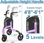 Lightweight 3-Wheel Walker for Seniors, Adjustable