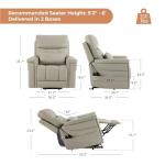 CHITA Power Lift Recliner Chair for Elderly with Power Headrest, Genuine Leather Electric Lift Chairs with Heat and Massage, Cup Holder, Removable Lumbar Pillow, Side Pockets, Real Leather in Gray