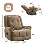 CANMOV 46" Wide Power Lift Recliner Chair for Elderly, Extra Large Electric Recliner, with Massage and Heat, Antiskid Fabric Recliner, USB Charger & Side Pockets, for Living Room, Brown
