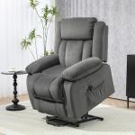HOMCOM Power Lift Recliner Chair for Elderly with Massage and Heat, Electric Lift Chair, Fabric Massage Chair Recliner with Remote Controllers, USB Ports and Side Pockets, Overstuffed Design, Gray