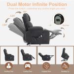 Power Lift Recliner Chair for Elderly, Electric Stand Assist Reclining Chair with Massage and Heat Function, Leather Living Room Furniture, Comfy Single Sofa with Cup Holders, Side Pockets, Black