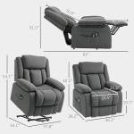 HOMCOM Power Lift Recliner Chair for Elderly with Massage and Heat, Electric Lift Chair, Fabric Massage Chair Recliner with Remote Controllers, USB Ports and Side Pockets, Overstuffed Design, Gray