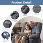 DUMOS Power Lift Recliner Chair with Vibration Massage and Heat for Elderly, Ergonomic Overstuffed Breathable Fabric Reclining Chair with 3 Pockets, Remote Control, Living Room, Bedroom, Grey