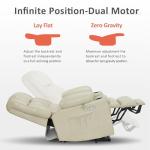 MCombo Dual Motor Power Lift Recliner Chair for Elderly, Lay Flat Lift Chair with Heat and Massage, Cup Holders, USB Ports, Faux Leather 7890 (Cream White, Medium)