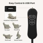 CHITA Power Lift Recliner Chair for Elderly with Power Headrest, Genuine Leather Electric Lift Chairs with Heat and Massage, Cup Holder, Removable Lumbar Pillow, Side Pockets, Real Leather in Gray