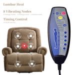 CANMOV 46" Wide Power Lift Recliner Chair for Elderly, Extra Large Electric Recliner, with Massage and Heat, Antiskid Fabric Recliner, USB Charger & Side Pockets, for Living Room, Brown