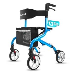 Super Lightweight Rollator Walker for Seniors, Blue